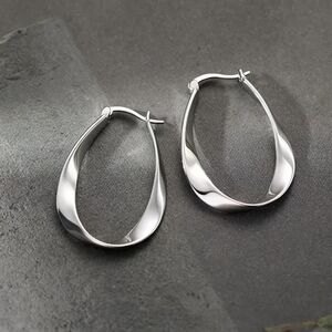 Silver Twist Hoop Earrings